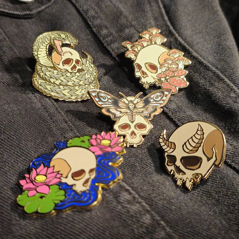 Skulls of Memento Mori Enamel Pin Set