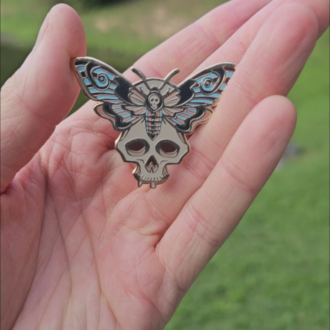 Death's Head Moth & Skull Enamel Pin