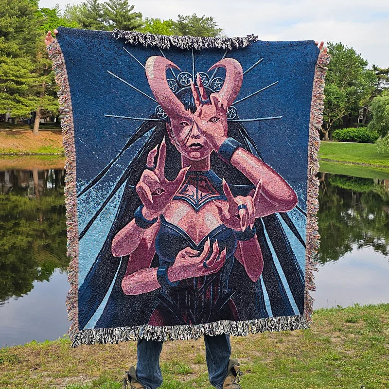 Hellborn Priestess - Woven Tapestry Blanket