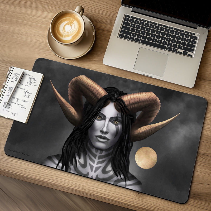 Tattooed horned female demon 