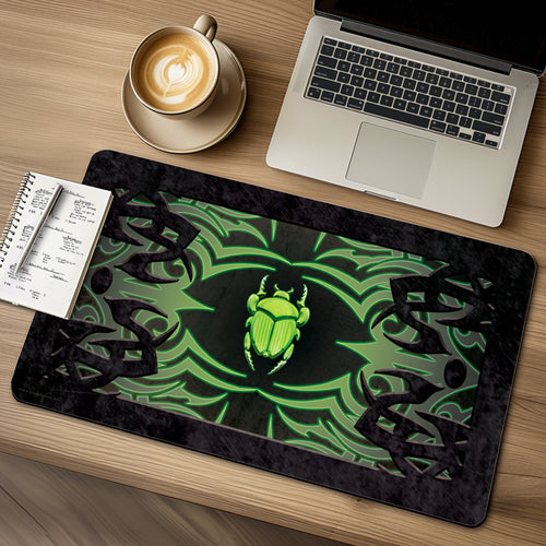 Scarab gem symbol on on green glowing tribal graphic design 