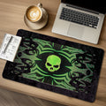Skull symbol on on green glowing tribal graphic design 